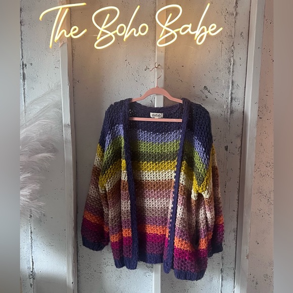 Listicle Sweaters - Multicolor Cardigan
